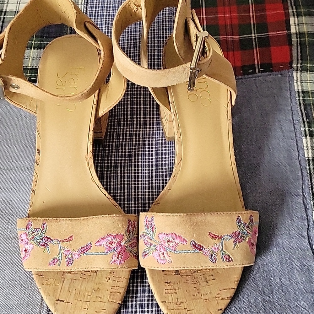 Franco Sarto Tan Suede Meolody Ankle Strap Sandals Women's 7.5/37.5
